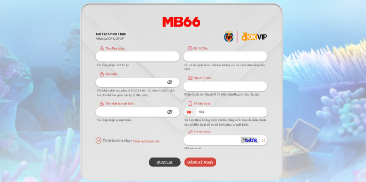 Hướng dẫn đăng ký Mb66 chi tiết dành cho người mới tham gia Hướng dẫn đăng ký Mb66 chi tiết dành cho người mới tham gia